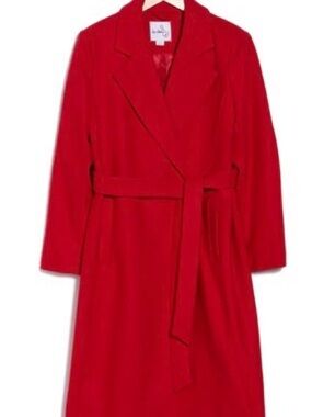 Sam Edelman Bold Red Wrap Coat with Self-Tie Belt